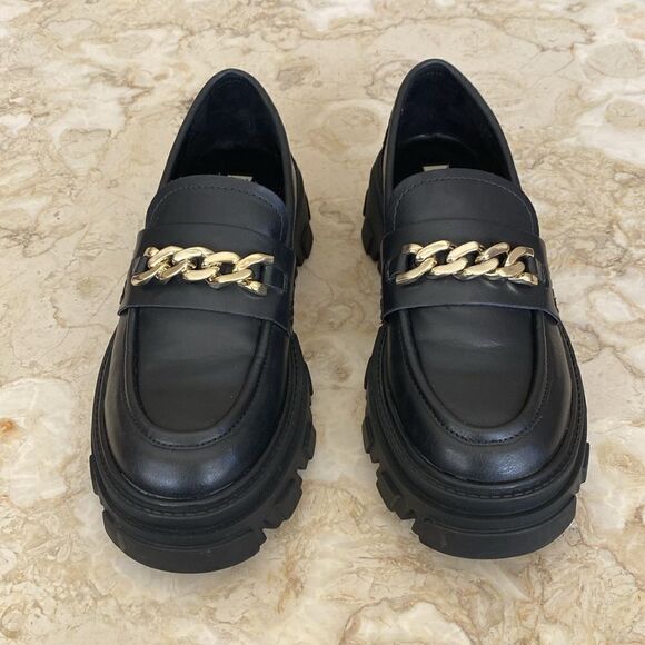 Design Lab Meera Lug Platform Loafers Black Vegan Leather - Picture 5 of 14